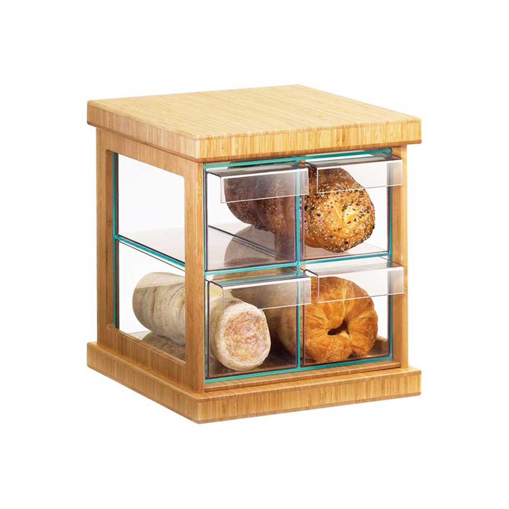 Flip Over Clear Acrylic Cake Boxes Bakery Display Case Bread Display Box With Wood