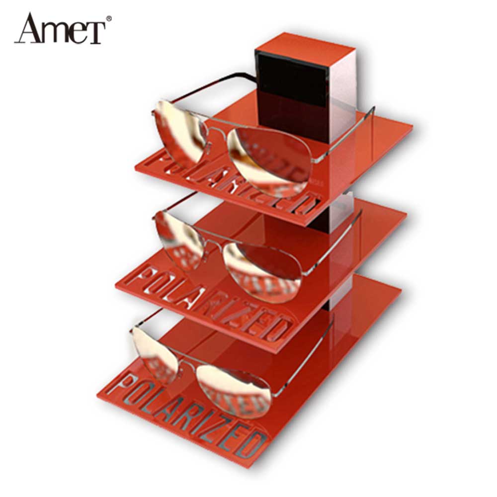 Red Acrylic Glasses Display Rack And Display Cabinet For Shopping Mall Display 7710