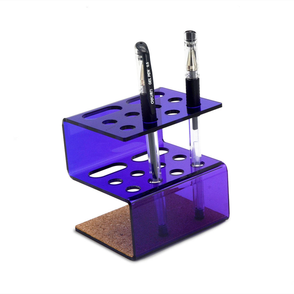 New Pattern Customized Transparent Color Acrylic Pen Holder With Pad