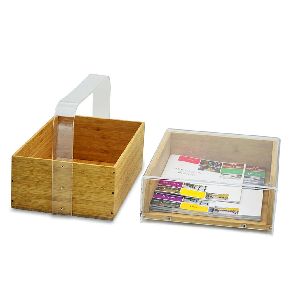 supplies basket for Multi-Function Office of acrylic and bamboo materials