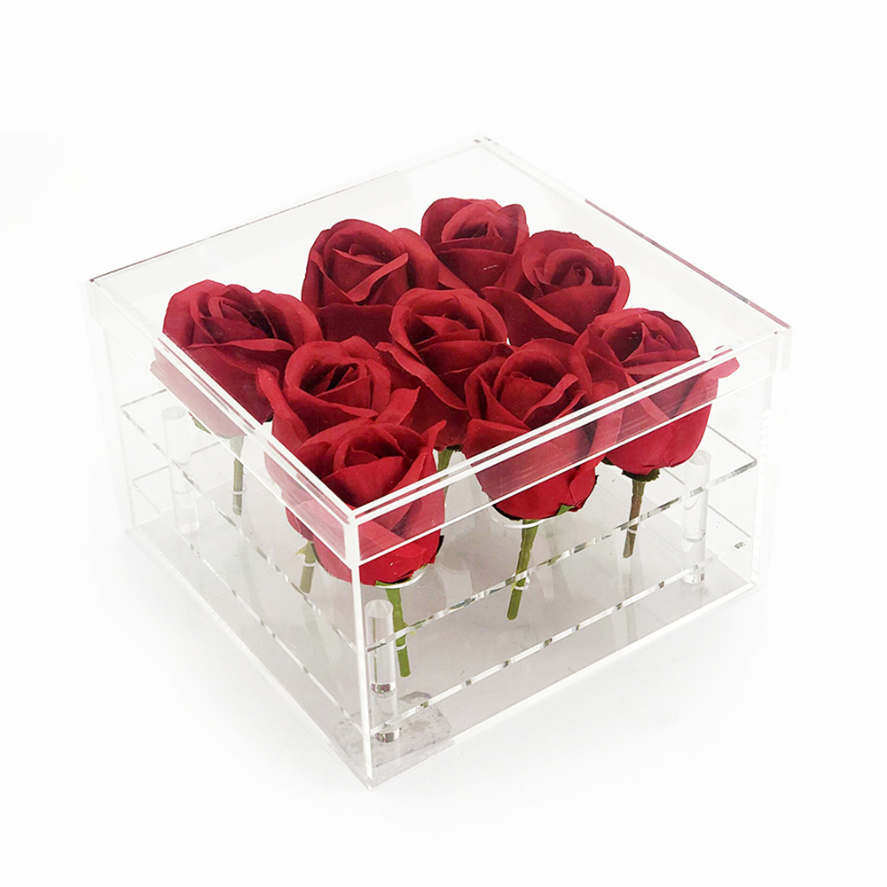 Organizer Acrylic Display Box Packaging Flowers Box Rose