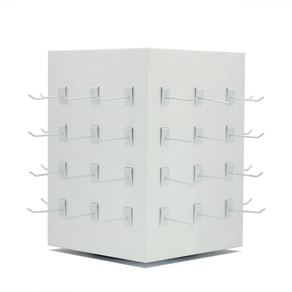 Rotating Square Acrylic Display Rack With Hook For Product Boxes