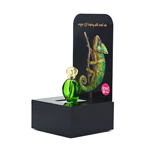 HD printing Custom LED Makeup Counter Top Display Stands For Perfume Advertising