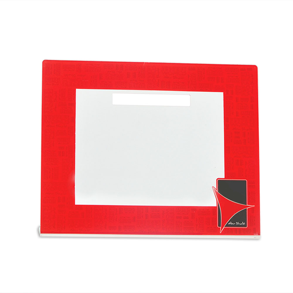 Custom transparent acrylic L-shaped popular logo frame with printed frame