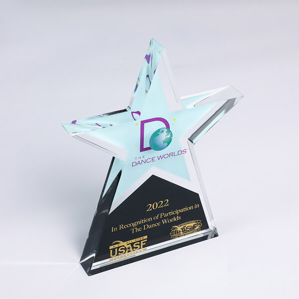 New Design Acrylic Pentagram Manufacturers Blank Cube Trophies Solid Star Shape Enterprise Rewards S